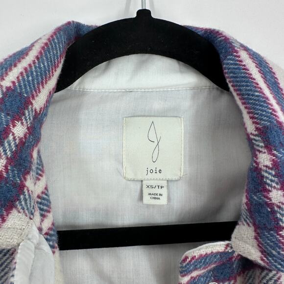 Joie Boyfriend Plaid Wool Blend Snap Front Shacket Jacket Womens XS - Picture 3 of 8